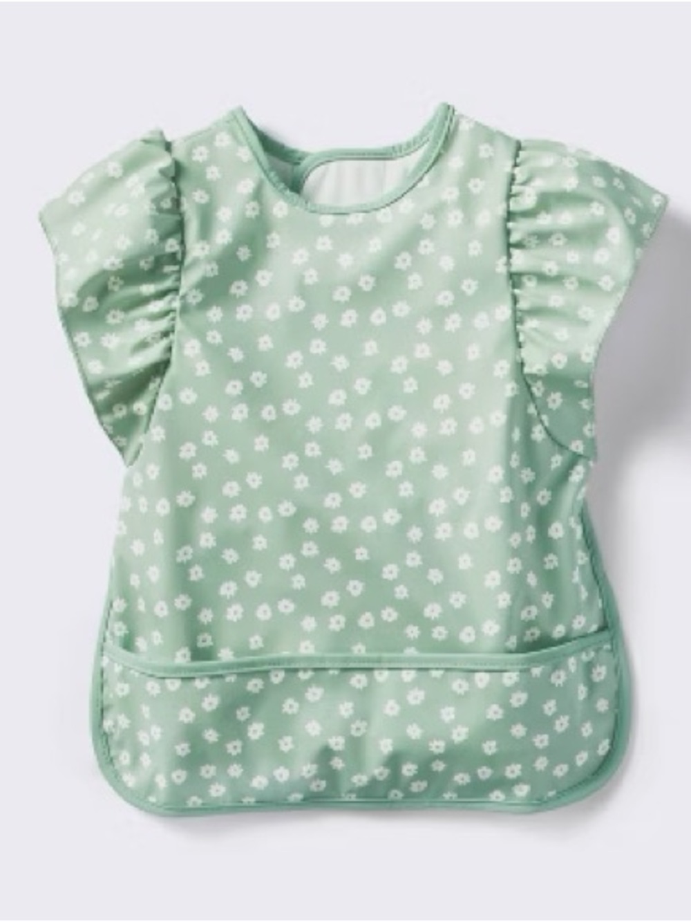 Cloud Island Short Flutter Sleeve Bib Green Floral Print
